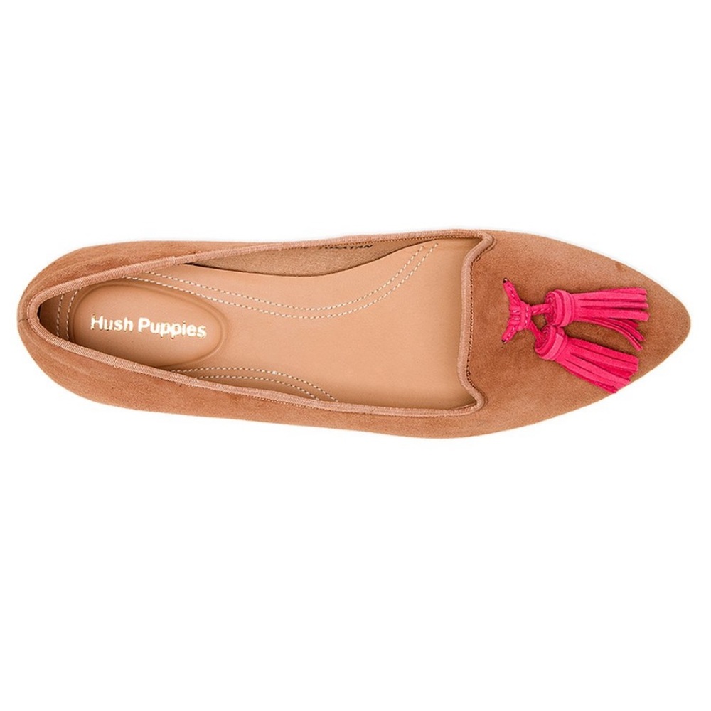 NWT Hush Puppies Tan Sadie Tassel Suede Loafer 6W